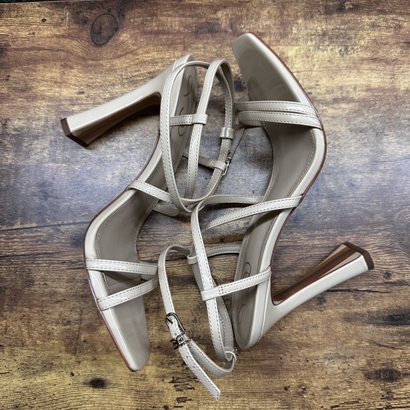 Sam Edelman Lela Strappy Heel Sandals Size 10 Beige Light Latte Patent - Picture 6 of 10